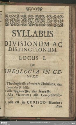 Syllabus Divisionum Ac Distinctionum