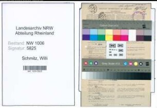 Entnazifizierung Willi Schmitz , geb. 21.09.1919 (Techn.Zeichner)