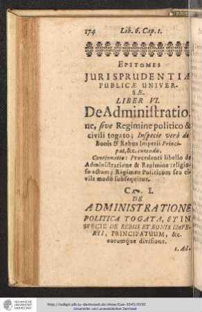 Epitomes Jurisprudentiae Publicae Universae. Liber VI.