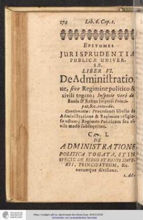 Epitomes Jurisprudentiae Publicae Universae. Liber VI.