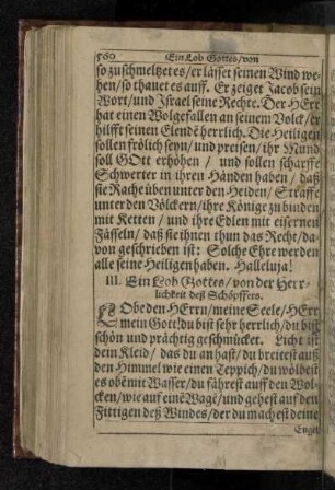 III. Ein Lob Gottes / von der Herrlichkeit deß Schöpffers.