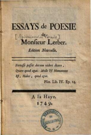 Essays de poesie