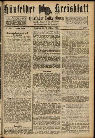 Zweite Ausgabe vom Dienstag, den 12. Oktober 1926.