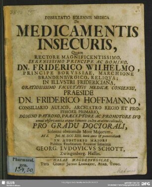Dissertatio Solennis Medica De Medicamentis Insecuris