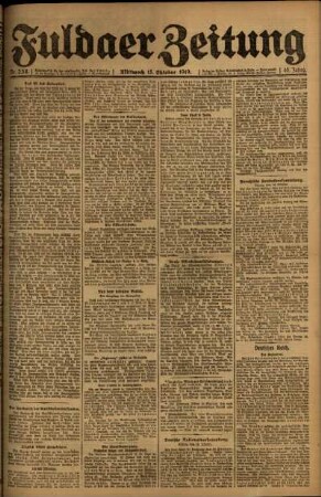 Ausgabe vom Mittwoch, den 15. Oktober 1919.