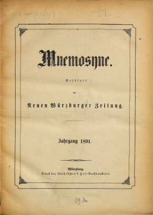 Mnemosyne. 1891