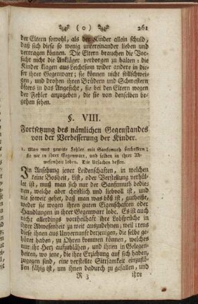 §. VIII. Fortsetzung des nämlichen Gegenstandes von der Verbesserung der Kinder