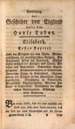 David Hume, Esq. Geschichte von Großbritannien : Aus dem Englischen übersetzt. 10, Von Elisabeth