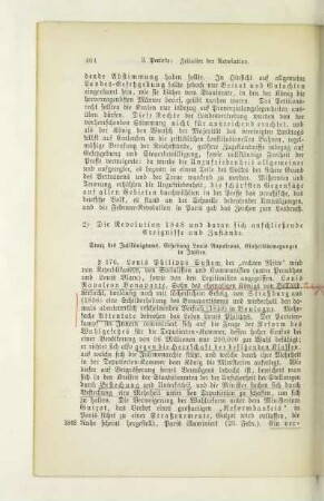2) Die Revolution 1848 und daran sich anschließende Ereignisse und Zustände