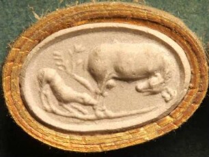 Ein Hund beißt einen Wolf (Daktyliothek, Supplement)