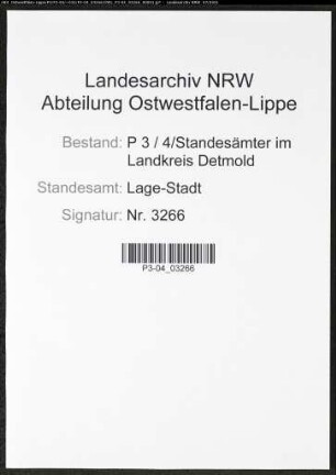 Heiratsregister Standesamt Lage-Stadt