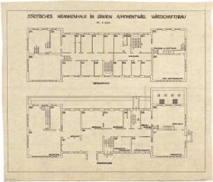 Billing, Hermann; Singen; Krankenhaus - Wirtschaftsgebäude (Grundriss EG; Grundriss 1. OG)