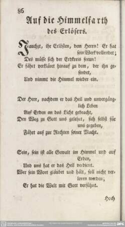 Auf die Himmelfarth des Erlöser