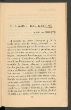 Del amor, de destino y de la muerte