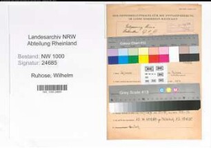 Entnazifizierung Wilhelm Ruhose, geb. 06.12.1902 (Schlosser)