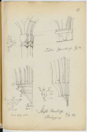 Pfarrkirche, Tulln / Stift, Neuberg: Details (aus: Skizzen- und Fotoalbum 21)