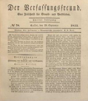 № 78. Cassel, den 29. September 1832.