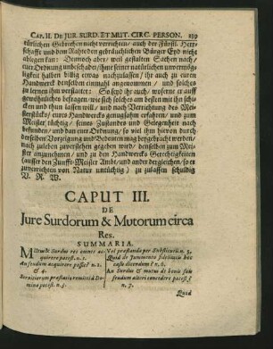 Caput III. De Iure Surdorum & Mutorum circa Res.