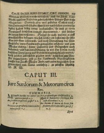 Caput III. De Iure Surdorum & Mutorum circa Res.