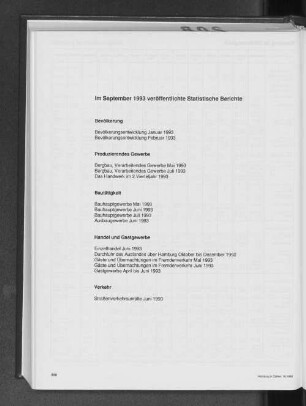 Im September 1993 veröffentlichte Statistische Berichte