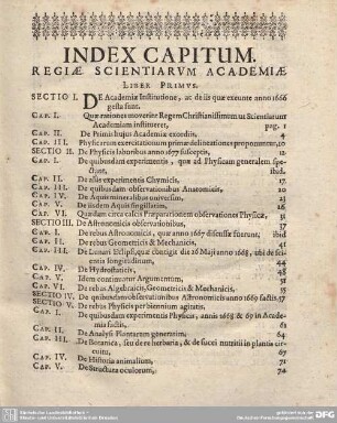 INDEX CAPITUM. REGIAE SCIENTIARVM ACADEMIAE