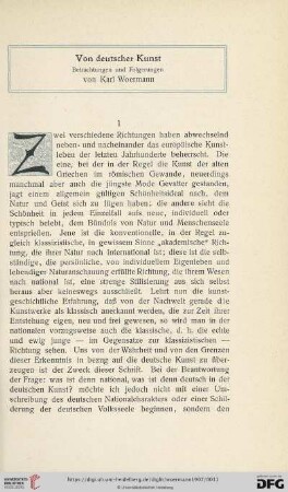 Von deutscher Kunst Betrachtungen und Folgerungen von Karl Woermann