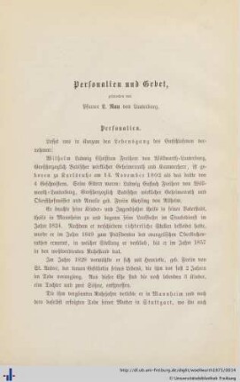 Personalien und Gebet, gesprochen von Pfarrer L. Rau von Lauterburg.