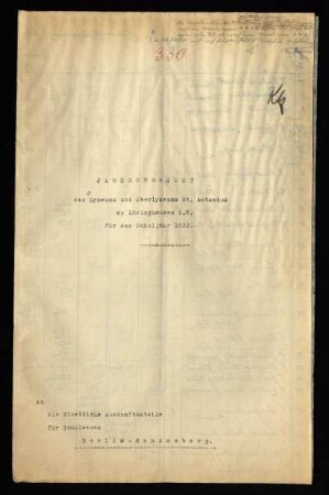 1922/23: Jahresbericht des Lyzeums und Oberlyzeums St. Antonius zu Lüdinghausen i. Westf. ... - 1922/23