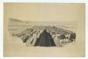 Ulm aus der Vogelschau. [Münsterblick] Um 1860