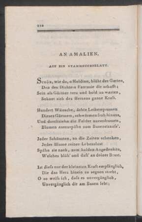 An Amalien. Auf Ein Stammbuchsblatt