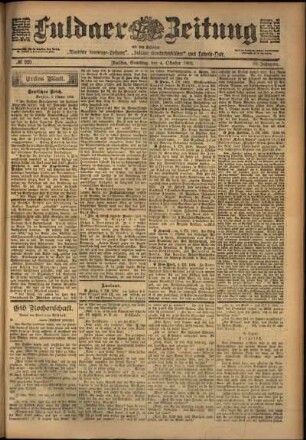 Erste Ausgabe vom Samstag, den 04. Oktober 1902.