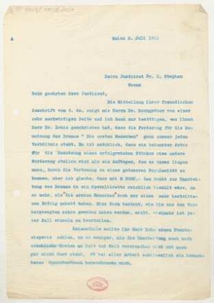 Brief an Karl Stephan : 08.07.1911