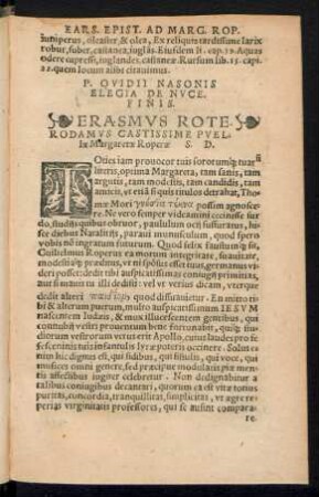 Erasmus Roterodamus Castissime Puellae Margaretae Roperae S. D.
