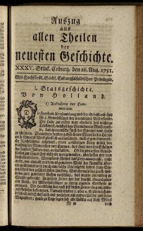 XXXV. Stück. Coburg, den 28. Aug. 1751.