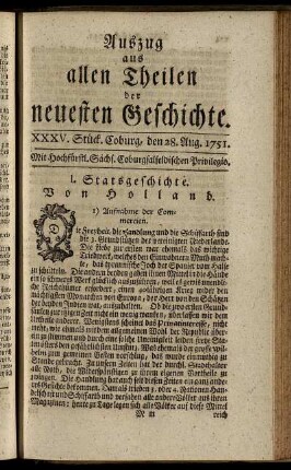 XXXV. Stück. Coburg, den 28. Aug. 1751.