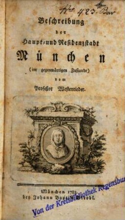 Beschreibung der Haupt- und Residenzstadt München im gegenwärtigen Zustande