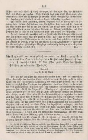 412-415 "Die Dogmatik der evangelisch-reformirten Kirche" von Heinrich Heppe