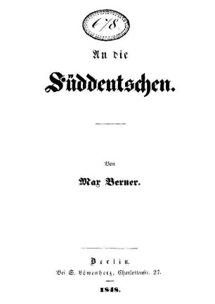 An die Süddeutschen.