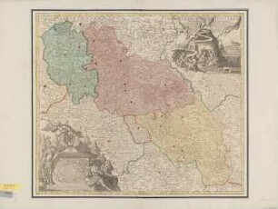 Karte von Schlesien und angrenzenden Ländern, 1:770 000, Kupferstich, um 1750