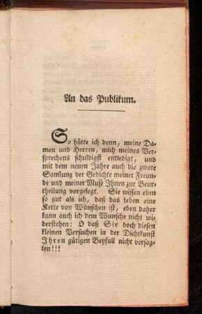 An das Publikum.
