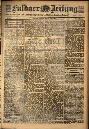 Zweite Ausgabe vom Mittwoch, den 30. April 1902.