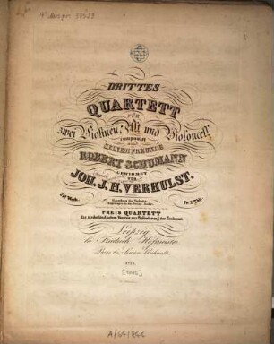 Drittes Quartett : für 2 Violinen, Alt u. Violoncell ; 21. s Werk