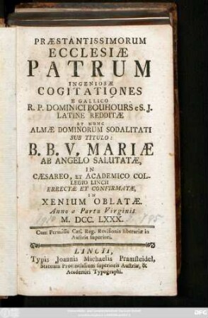 Præstantissimorum Ecclesiæ Patrum Ingeniosæ Cogitationes