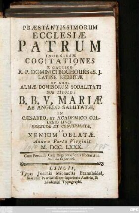 Præstantissimorum Ecclesiæ Patrum Ingeniosæ Cogitationes