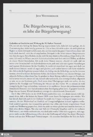 Die Bürgerbewegung ist tot, es lebe die Bürgerbewegung!