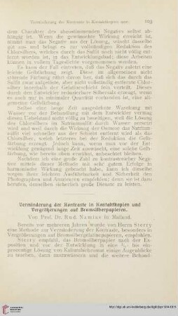 Verminderung der Kontraste in Kontaktkopien und Vergrößerungen auf Bromsilberplatten