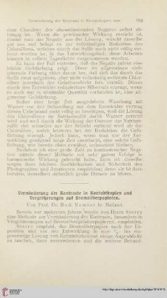 Verminderung der Kontraste in Kontaktkopien und Vergrößerungen auf Bromsilberplatten