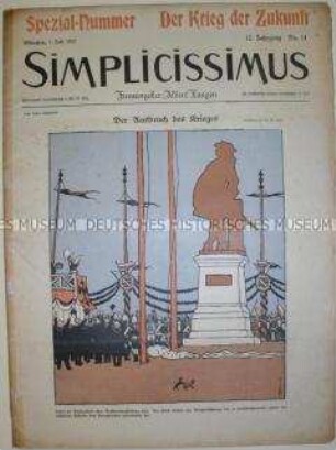 Sondernummer des "Simplicissimus. Illustrierte Wochenschrift. Der Krieg der Zukunft", 12. Jahrgang, Nr. 14; München, 1. Juli 1907