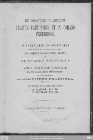 De vocabulis in antiquis Arabum carminibus et in corano paregrinis
