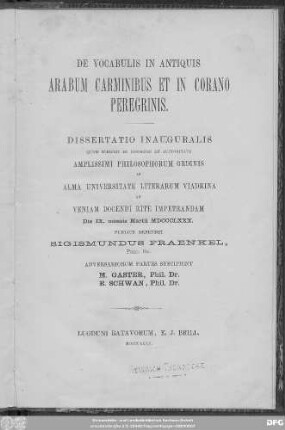 De vocabulis in antiquis Arabum carminibus et in corano paregrinis